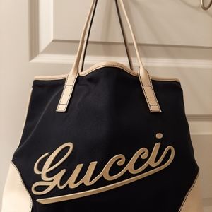 💕RARE💕 VINTAGE GUCCI NYLON/LEATHER TOTE